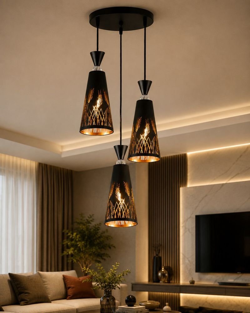 Triple pendant 2501-10-3, alternate finish — Triple pendants 2501-10-3