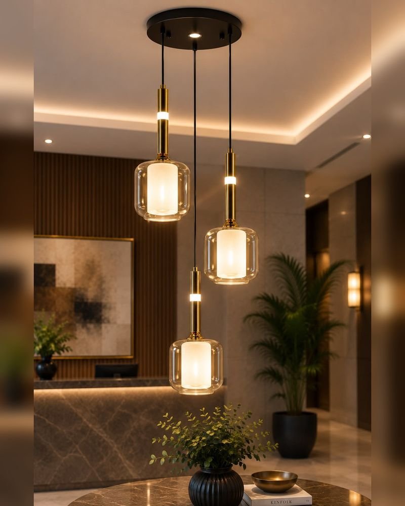 Three-light pendant S3622-3, gold — Three-light pendants S3622-3