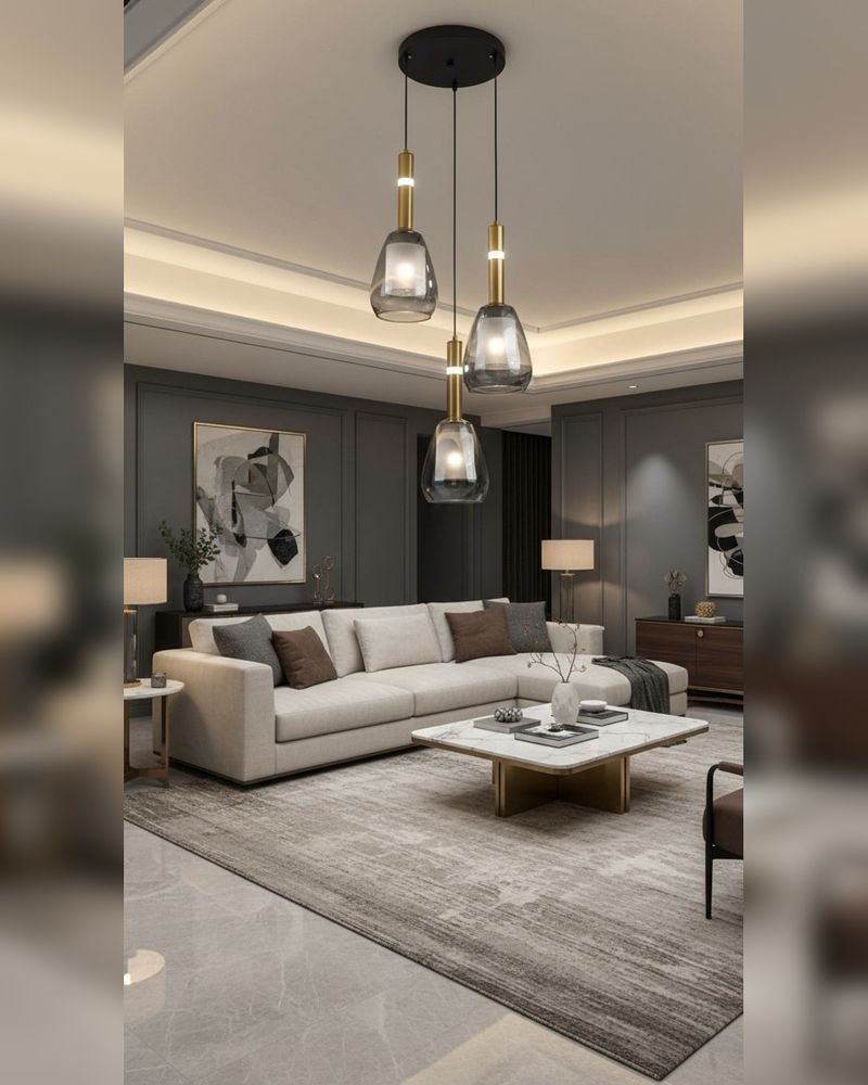 Three-light pendant S3627-3, smoke glass — Three-light pendants S3627-3